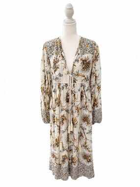 R. Vivimos Boho Floral Tassel Tie Mini Dress Size M Cottagecore vibes